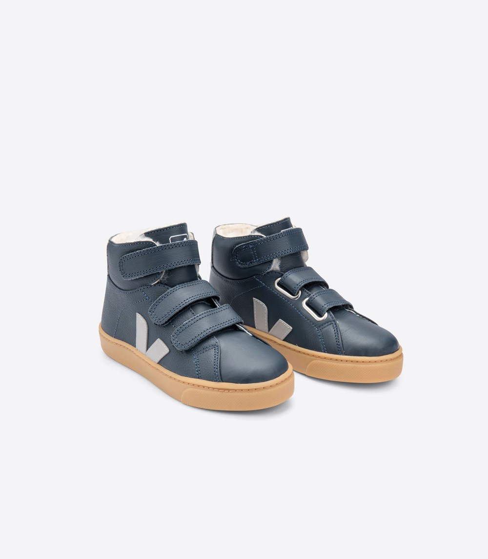 Veja Trainers Kids Blue/White - Esplar Mid Leather - NWFK-42075